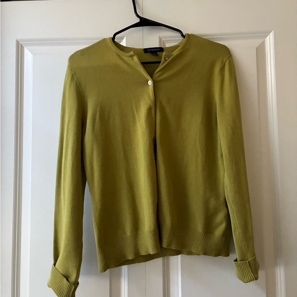 Olive Green Land’s End Cardigan - Picture 2 of 5